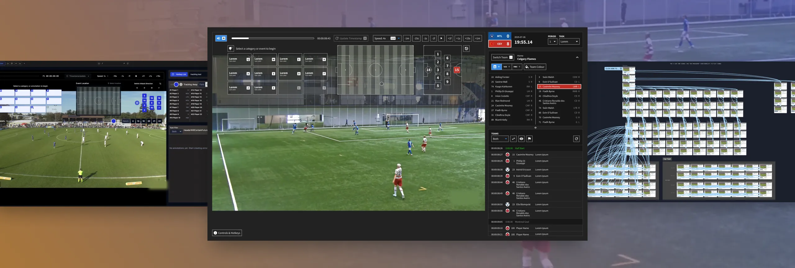 Soccer data entry interface, placeholder